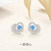 Nuevos pendientes originales de corazón a corazón con flecha, piedra azul, nicho, lujo ligero, forma de corazón irregular, pendientes de plata para mujer, venta al por mayor