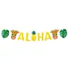 Amazon Havaí Decorações de Aniversário Bandeira Aloha Pássaro de Fogo Guirlanda de Folhas Decorações Penduradas Decorações Penduradas de Folhas Tropicais