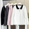 [Especial] Top Casual de Manga Larga con Bloques de Color y Cuello Peter Pan Otoño Nuevo Tallas Grandes Sudadera con Cuello Solapa Tallas Grandes 809