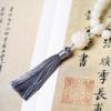 Cadena de mano de raíz de Bodhi de jade blanco natural para hombres y mujeres, vintage, con borla de loto, colgante para coche, joyería Wenwan