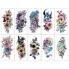Amazon Cross-Border Novos Adesivos de Tatuagem Temporária Coloridos de Flor para Braço Moda Personalizada Preto Homens e Mulheres Braço Adesivos de Tatuagem Temporária