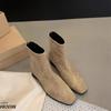 Botas finas de ante Joker para mujer, otoño e invierno, estilo occidental, gruesas, estilo coreano, botines pequeños, botas cortas con forro polar, 2024