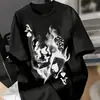 Camiseta Gráfica Casual de Halloween para Mujer - Manga Corta, Cuello Redondo, Mezcla de Poliéster Elástico, Lavable a Máquina