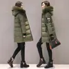 2026 Moda Coreana Transfronteiriça Nova Europeia e Americana para Comércio Exterior Jaqueta de Algodão de Comprimento Médio para Mulheres, Tamanho Grande Slim Fit Casaco de Algodão com Capuz