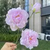 3 cabezas de peonía de ciervo de nieve, flores artificiales, decoración de bodas y hogar, venta al por mayor