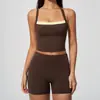 Conjunto Esportivo Estilo Europeu e Americano com Sensação de Pele, Conjunto Casual de Yoga com Costas Cruzadas, Conjunto Esportivo para Corrida e Yoga 6116