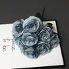 Buquê de Casamento com 9 Cabeças de Rosas, Flores Artificiais, Florais para Decoração de Casamento, Engenharia de Decoração Suave para Casa, Arranjo de Flores, Flores Artificiais, Transfronteiriço