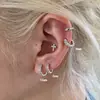 Selección Artística de Moda Europea y Americana Pendientes Redondos Brillantes con Tachuelas de Diamante de Moda, Pendientes de Aro Redondos de Circonita Únicos y Delicados, Estilo Coreano