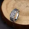 Anel Jade Hong Design com Acabamento Requintado, Anel com Padrão de Grama Tang, Anel Aberto Vintage Moderno, Venda Direta do Fabricante de Joias