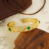 Pulseira Ruyi Oca Cor Dourado Areia Estilo Palácio Vintage Feminina Estilo Nacional Cobre Dourado Banhado Estilo Antigo Pulseira Aberta Joias