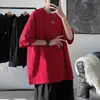 Camiseta de manga corta para hombre, verano, nueva, ins, moderna, estilo Hong Kong, holgada, casual, color liso, versátil, camiseta base, camiseta guapa