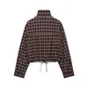 Venta al por mayor Otoño 2026 Nuevo Estilo Europeo y Americano Chaqueta a Cuadros con Cremallera para Mujer 26632