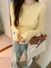 Suéter de Tricô Fino de Manga Longa Peça Única para Revenda para Mulheres, Início da Primavera 2026, Suéter Camada Interna Sexy Ligeiramente Transparente, Top Base Slim-Fit