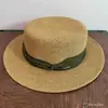 Sombrero de Paja Grande de Ala Francesa con Cinta y Copa Plana para Mujer, Sombrero de Sol para Protección Solar en Vacaciones de Verano en la Playa