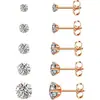Moda Transfronteriza Pendientes de Zirconia para Mujer Cuatro Garras Acero Inoxidable Galvanizado Pendientes de Cuentas DIY Pendientes Sencillos de Nicho Venta al por Mayor
