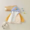 Chamarra de Felpa Forrada con Bloques de Color para Bebé y Niño Pequeño, Linda Gorra 3D de Corazón, Cierre de Cremallera, Cárdigan, Ropa de Abrigo Cálida para Niños y Niñas