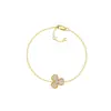 Pulsera Original Nueva Flor de Tres Pétalos con Diamantes Completos Lujo Accesible Gama Alta Plata 925 Pulsera Trébol con Diamantes Completos para Mujer