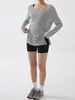 Top Deportivo para Mujer Talla Plus para Cubrir la Forma del Cuerpo, Adecuado para Fitness, Correr, Yoga, Conjunto de Cubierta Holgada de Manga Larga con Pantalones Cortos tipo Tiburón de Tres Cuartos