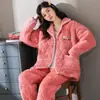 Pijama acolchado hombre invierno forro polar coral tres capas extra grueso con forro polar traje cálido invierno ropa de casa invierno RR