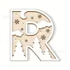 Enfeites Decorativos de Madeira de Natal Transfronteiriços com 26 Letras e Design de Padrão Floral para Artesanato e Decoração Caseira