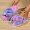 Pantuflas Peludas Populares Transfronterizas para Mujer, Uso Exterior Otoño e Invierno, Antideslizantes para Interiores, Felpa Gruesa, Esponjosas, de Algodón para Maternidad