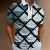 Estação Independente Tem Cruzamento Europeu e Americano Nova Camisa Polo Masculina Feita Sob Medida Gola Lapela Impressão 3D Zíper Estilo Casual