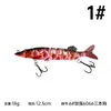 Isca tubarão-bico-de-sonda biónico impressa em 3D, peixe multi-seção, 18g, isca dura de oito seções para pesca em água doce e salgada, adequada para robalo, bagre e blackfish