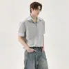 Camiseta Polo de Manga Curta Falsa de Duas Peças Estilo Retrô Americano para Mulheres Verão Novo Design Nicho Solta Tendência