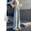 Jeans de Pierna Ancha Estilo Coreano para Mujer Primavera 2025 Nuevos de Cintura Alta Sueltos Adelgazantes Diseño Plisado de Pierna Recta Pantalones Largos hasta el Suelo