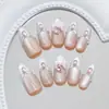Gato Brilhante Olho Rosa Diamante Laço Gradiente Glitter Fino Simples e Fashionável Estilo Europeu e Americano Pontas de Unha Removíveis 30 Peças