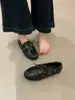 Mocasines Retro para Mujer, Zapatos Casuales Planos con Cordones, Zapatos de Cuero Versátiles de Punta Redonda, Zapatos Cálidos de Algodón