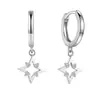 Pendientes de Diseño de Estrella de Cuatro Puntas de Nuevo Estilo Transfronterizos Europeos y Americanos, Versátiles, Lujo Ligero, Nicho, Moda Ins, Pendientes de Gama Alta para Mujer