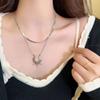 Collar de Acero de Titanio de Alta Gama con Girasol de Doble Capa que No se Desvanece para Pareja Cadena de Hueso de Serpiente Estilo Frío de Lujo Ligero para Hombres y Mujeres