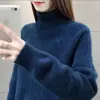 Suéter feminino de gola alta outono e inverno roupas 2023 Novo estilo preguiçoso solto moderno estilo ocidental malha camiseta