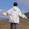 Sudadera con capucha de estilo americano a rayas para pareja, para hombre y mujer, 2026, Blanca, Nueva para Primavera y Otoño, Cárdigan Casual, Ropa Exterior