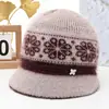 Gorro de Lana Tejido de Invierno para Mujeres de Mediana Edad y Mayores, Gorro de Algodón Grueso con Felpa para Protección contra el Frío, Cálido, para Abuela