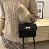 Bolsa quadrada pequena texturizada de cor sólida simples estilo coreano bolsa feminina 2024 outono nova bolsa transversal de estilo ocidental da moda distinta