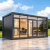 Casas pré-fabricadas personalizadas para exportação, incluindo unidades de escritório e móveis para parques e áreas cênicas, bem como simples solários de vidro e casas container.