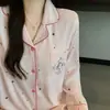Pijama de lapela em algodão nuvem, macio e fofo, com bojos no peito, fofo e confortável, respirável, roupa de dormir para casa tudo-em-um para meninas