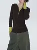 Colores Outfit: Camiseta de Manga Larga con Bloques de Color de Falso Dos Piezas / Top Exterior / Capa Base Ajustada