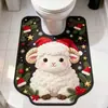 Tapete de Chão de Cordeiro de Natal Desenho Animado Tapete Absorvente de Água para Banheiro de Lama Diatomácea Tapete de Pé em Forma de U para Vaso Sanitário Resistente ao Desgaste Tapete Decorativo
