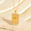 Collar Versátil Cadena para Suéter Colgante Cuadrado de Comercio Exterior Popular Transfronterizo Completamente Diamantado Chapado en Cobre Oro de 18 Quilates Estrella de Cinco Puntas Cruz