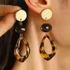 Brincos Europeus e Americanos Transfronteiriços Estampa de Leopardo Floral Retro Moda Merade Nicho Personalidade Única Joia Geométrica para Orelha para Mulheres