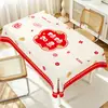 Toalha de Mesa Vermelha Doméstica à Prova de Óleo, Impermeável e Resistente ao Calor para Chá de Casa Nova, Casamentos, Celebrações de Ano Novo e Ocasiões Festivas; Toalha de Mesa de Jantar Vermelha e Toalha de Mesa de Centro