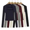 25101-25 Nuevo Estilo Otoño Estilo Europeo y Americano Falso Dos Piezas Sexy Sexy Delgado Cubre Hombros Top Camiseta de Manga Larga