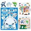 8 Desenhos Animados Super Wings Placa de Desenho Educacional DIY que Muda de Face para Crianças, Adesivos à Prova d'Água para Atacado Transfronteiriço