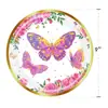 Venta Caliente Transfronteriza Fiesta de Té de Primavera Temática de Mariposas Decoración de Fiesta Temática de Mariposas Vaso de Papel Servilleta Plato de Papel