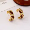 Brincos de Prata 925 com Pino Design Europeu e Americano em Forma de C Zircônia Alta Moda Luxo Leve Esmalte Pingente Personalidade Brincos Elegantes para Mulheres