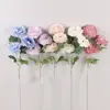Rama grande simulación flocado Lulian hogar boda decoración camelia adornos de peonía simples flores artificiales Lulian al por mayor