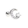 Aretes Pequeños de Luna Clásicos Transfronterizos, Chapados en Cobre con Oro de 18 Quilates e Incrustaciones de Circonita, Aretes Frescos y Dulces de Borla